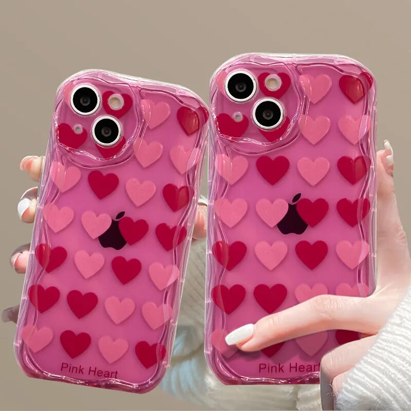 Case for iPhone 13 PRO MAX 14 PLUS 14PRO 14PROMAX Simple rose red full screen love curve anti-drop mobile phone case