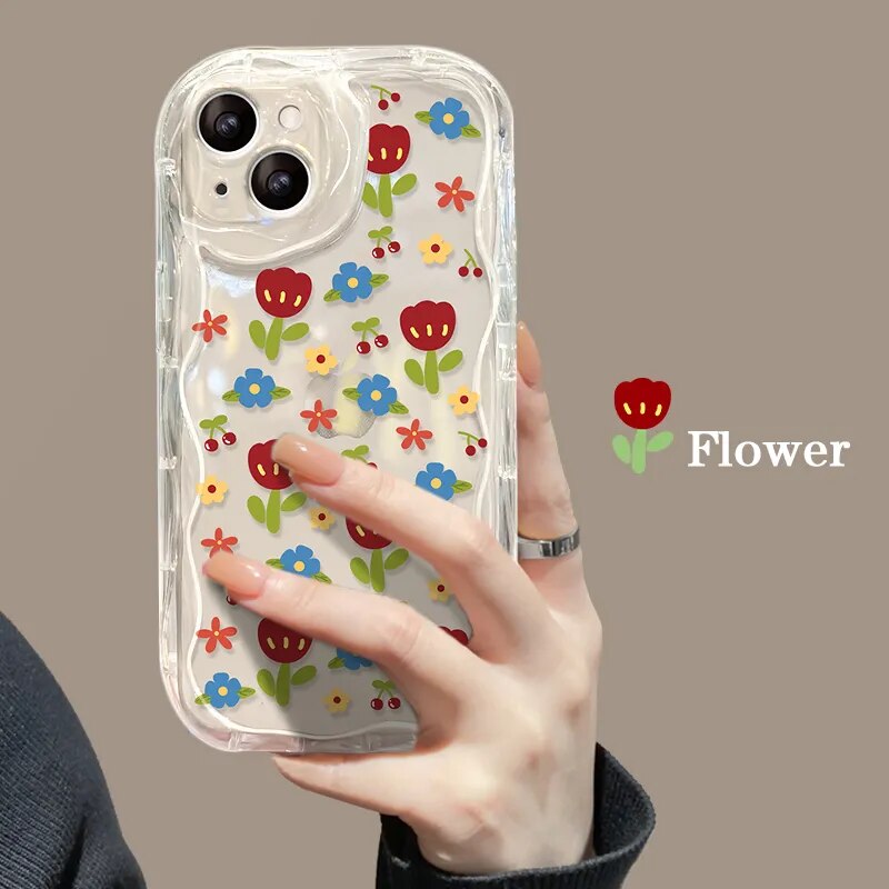 Case for iPhone 13 13 PRO 13 PRO MAX 14 PLUS 14PRO 14PROMAX Simple full screen floral curve anti-drop mobile phone case