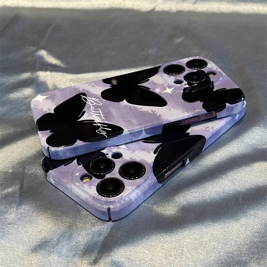 Simple Purple Butterfly Case For IPHONE 14PRO MAX 13 13 PRO 13 PRO MAX 14 14PLUS 14PRO Acrylic Hard Mobile Phone Cases